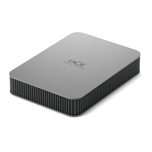 LaCie Mobile Drive Secure 4TB External Hard Drive Portable HDD - Space Grey, USB-C 3.2, for PC and Mac, Post-Consumer Recycled, with Adobe All Apps Pl