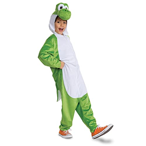 Yoshi Costume Hooded Jumpsuit, Official Super Mario Character Costume for Kids, Size (4-6)