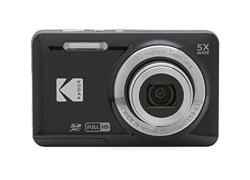 KODAK PIXPRO FZ55-BK 16MP CMOS Sensor Digital Camera 5X Optical Zoom 28mm Wide Angle 1080P Full HD Video 2.7 LCD Vlogging Camera (Black)