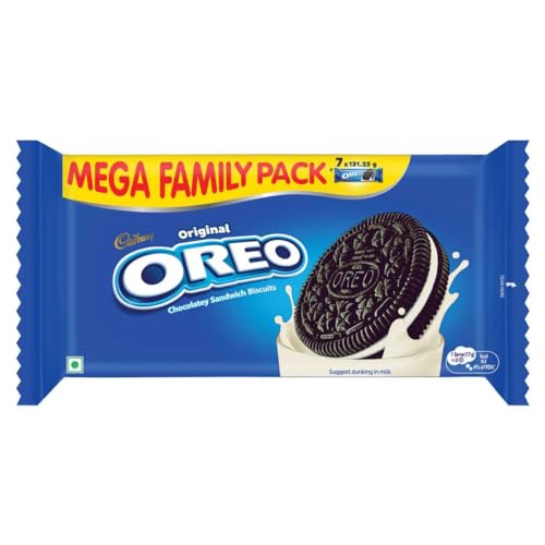 Cadbury Oreo Vanilla Flavour Creme Sandwich Biscuit Mega Family Pack, 876.75 g