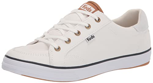 Keds Center 3 Lace Up, Sneaker Womens, White/Navy Canvas, 10 Medium