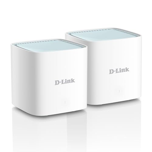 D-Link M15 | WiFi 6 Speed 1500 Mbps | Pack of 2 - Covers Upto 4000 Sq. Ft.| Dual Band | Gigabit Port |AI Powered Mesh Router |Seamless Whole Home |MTC