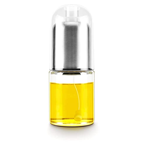 Aelga Soy Sauce Dispenser, 7oz Non-Drip Spout Oil and Vinegar Dispenser with Auto Flip Cap, Glass Oil Cruet for Kitchen Cooking