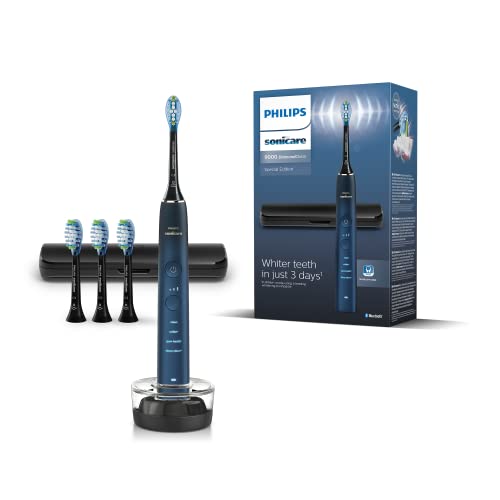 Philips Sonicare DiamondClean elektrische Zahnbürste der 9000er Serie – Schallzahnbürste, sauberere Zähne und Mundpflege mit 4x C3 Premium Plaque Defense-Bürste