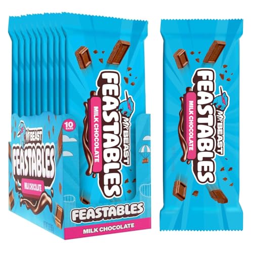 Feastables by MrBeast Milk Chocolate KING Size Chocolate Bar, 2.1oz (60g), 10 count