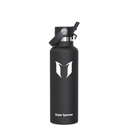 Sparrow Botella Agua Acero Inoxidable 750ml FlipFlow Botella Termica Pajita | Cantimplora, Termo Agua, Isotermica, Caliente, Fria, Antifugas, Sin BPA, Apta Lavavajillas, Gimnasio, Deporte, Viaje