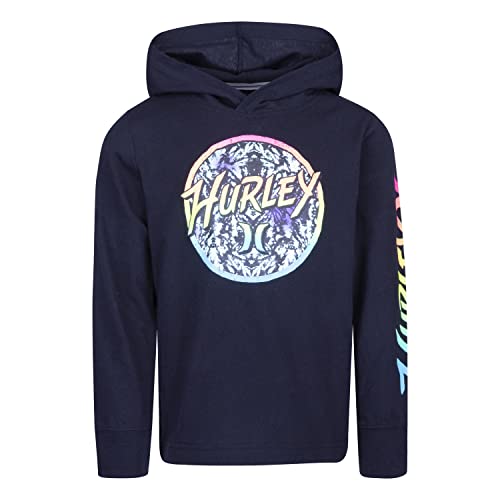 Hurley Boys' Long Sleeve Hooded Graphic T-Shirt, Black/Multi, L