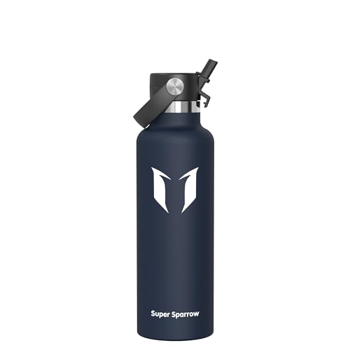 Sparrow RVS Waterfles 750ml FlipFlow Thermo Drinkfles met Rietje | Sportwaterfles, Metaal Fles, Lekvrij, Vaatwasserbestendig, BPA-vrij, Koud, Warm, Herbruikbaar, Sport, Fitness, Reizen