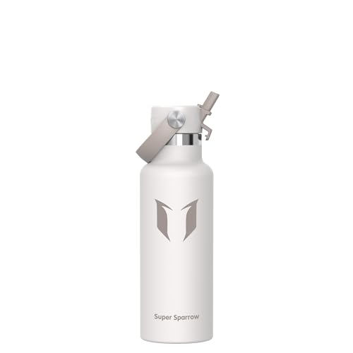 Sparrow RVS Waterfles Kind 500ml FlipFlow Thermo Drinkfles met Rietje | Sportwaterfles, Metaal Fles, Lekvrij, Vaatwasserbestendig, BPA-vrij, Koud, Warm, Herbruikbaar, School, Sport, Dagelijks