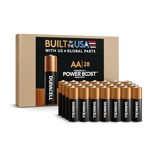 Duracell Coppertop AA Alkaline Batteries with POWER BOOST Ingredients, 28 Count, Long-Lasting Alkaline in Re-closable Pack for Quick Access and Organized Storage