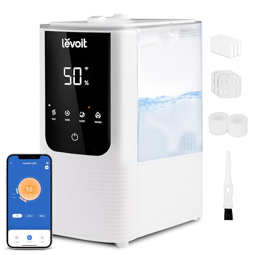 LEVOIT Humidifiers for Bedroom Home, Smart Warm and Cool Mist Air Humidifier for Large Room, Auto Customized Humidity, F