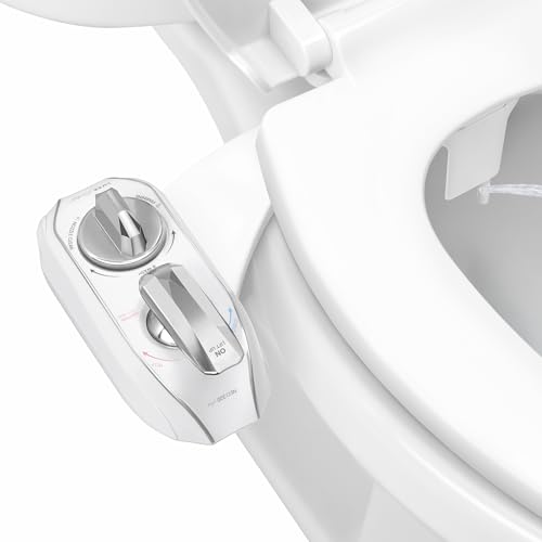 LUXE Bidet NEO 320 Plus - Warm Water, Dual Nozzle, Non-Electric Bidet Attachment for Toilet Seat, Patented Slide-In Install, 360° Self-Clean, EZ-Lift to Clean, Feminine & Rear Wash (Chrome)