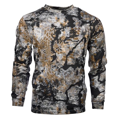 Kryptek Men's Standard Stalker Long Sleeve, 100% Cotton, Camo Hunting Tee, Skyfall, Medium