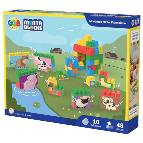 GGB Brinquedo Blocos de Montar Montando Minha Fazendinha
