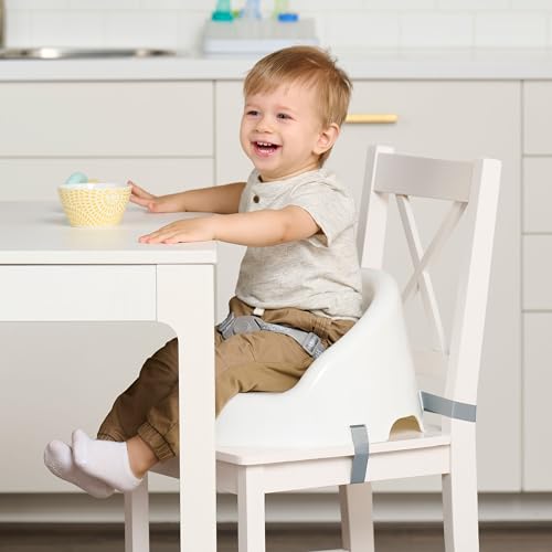 Regalo Baby Basics™ Booster Seat, White, Three-Point Safety Harness, Easily Wipeable, Sturdy & Durable Plastic