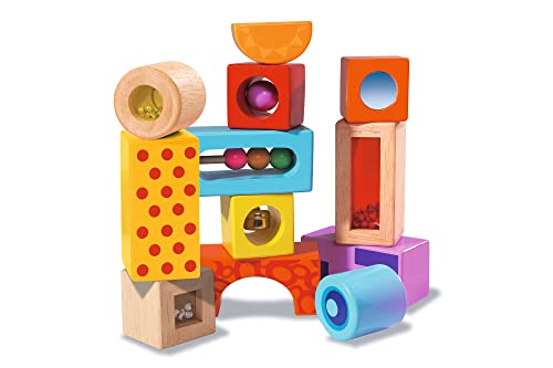 🔥 STARKER PREIS (-30%) Eichhorn – Klangbausteine – 12 Bunte Holzbausteine die Geräusche Machen, für Kinder und Babys ab 12 Monaten, Holzspielzeug, Exklusiv bei Amazon