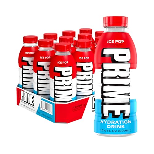 PRIME Hydration ICE POP, Sports Drinks, Electrolyte Enhanced for Replenishing Fluids, 250mg BCAAs, B Vitamins, Antioxidants, Low Sugar, 16.9 Fl Oz, 12 Pack