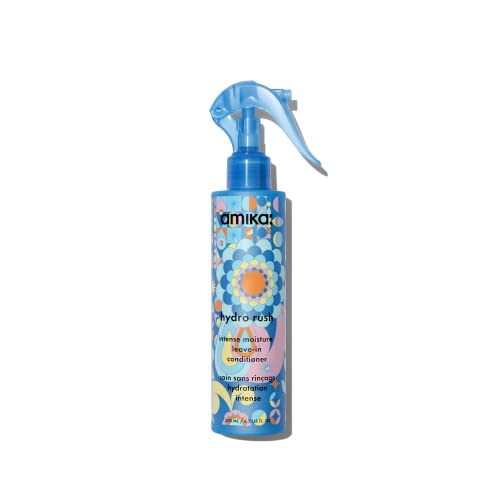 amika Hydro Rush Intense Moisture Leave-In Conditioner with Hyaluronic Acid, 200ml | for all hair types, long-lasting hydration, detangles and reduces frizz