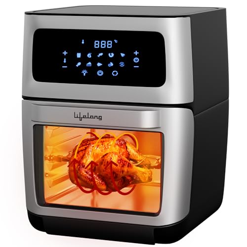 Lifelong 12 L Large Capacity Air Fryer,7 in 1 Use: Barbecue,Roast,Bake,Grill,Fry,Saute,Reheat,12 Preset Menus,Air Fryer Oven With 60 Mins Timer & Auto