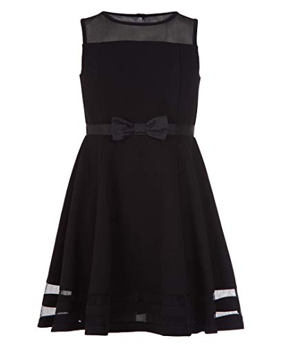 Calvin Klein Vestido de festa sem mangas, silhueta justa e flare, decote redondo e fecho de zíper nas costas, Preto/bailarina, 14