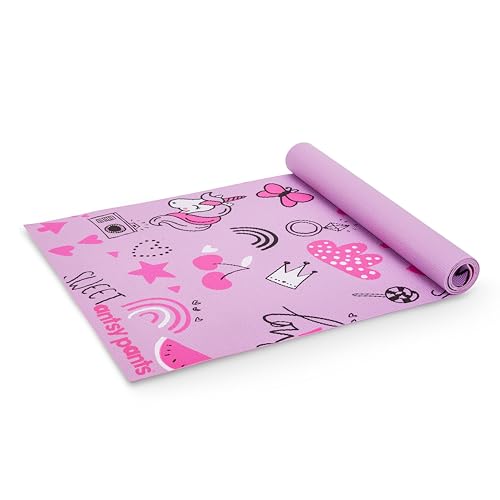 Antsy Pants Kids Yoga Mat - Yoga Mats for Kids, Home Workout, Travel, Fitness, Pilates, Stretching, Sturdy Non-Slip Exercise Mat for Toddlers, Size 60” x 24”, 3mm Thick Free of Toxic Phthalates