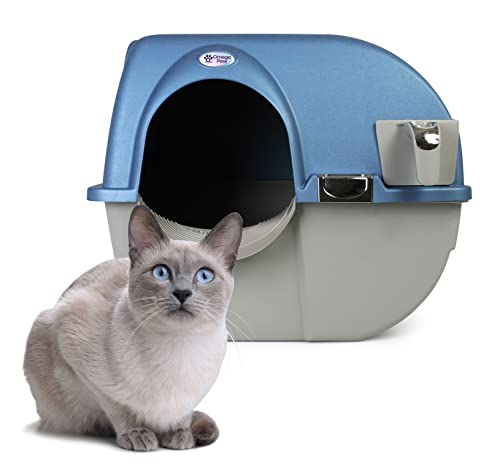 Omega Paw Premium Roll &#x27;n Clean Litter Box Large,Cat, Peral Blue (PR-RA20-1)Omega Paw Self Cleaning Litter Box, Om