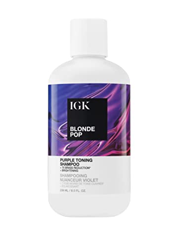 IGK Blonde Pop Purple Shampoo for Blonde Hair, Neutralizes Brass, 8 Oz