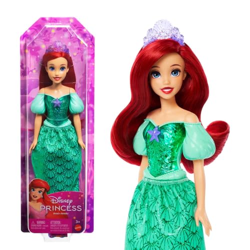 Mattel Disney Princess Ariel Doll in Sparkling Fashion with Removable Skirt, Tiara and Shoes, Posable & Collectible, Inspired by the Little Mermaid