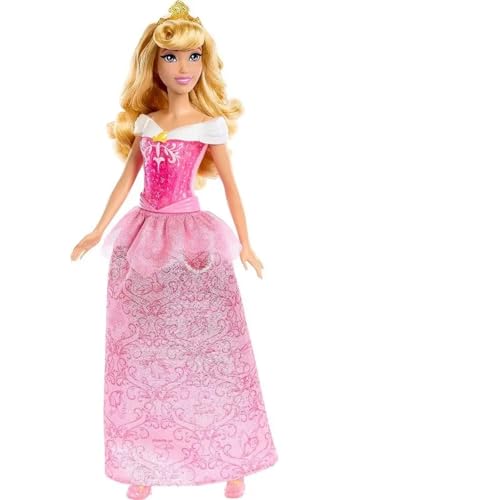 Mattel Disney Princess Aurora Doll in Sparkling Fashion with Removable Skirt, Tiara and Shoes, Posable & Collectible, Inspired by Sleeping Beauty