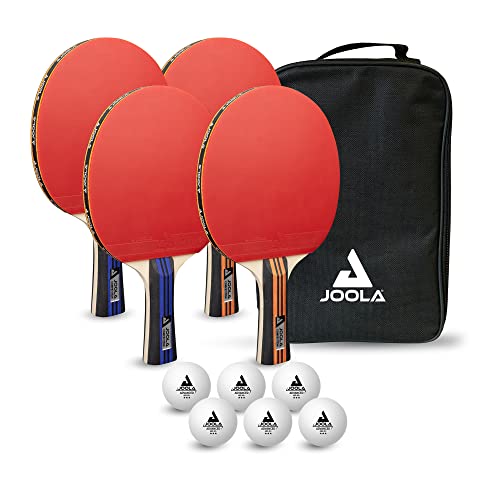 🔥 STARKER PREIS (-46%) JOOLA Tischtennisset Family Advanced, 4 Tischtennisschläger + 6 Tischtennisbälle 3Star + Tragetasche, Advanced Level, 28x18x8cm