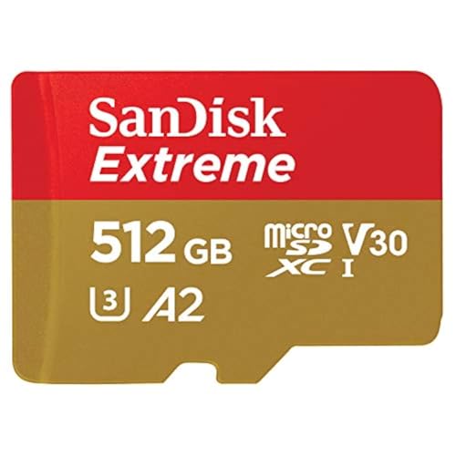 SanDisk Extreme 512GB microSDXC UHS-I, V30, 190MB/s Read, 130MB/s Write, Memory Card for 4K Video on Smartphones, Action Cams and Drones