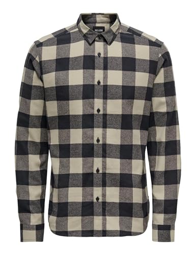 (-30%) Only & Sons Herren Onsgudmund Ls Checked Shirt Noos Hemd, Dark Navy, XL