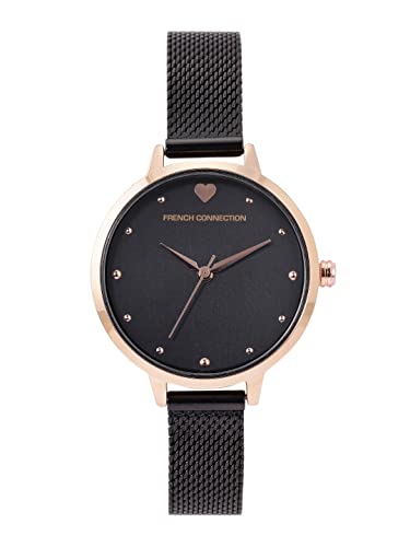 French Connection Women's Amour Analog Watch Black Strap-FCN00018E