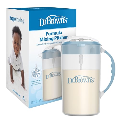 Dr. Brown's Baby Formula Mixing Pitcher with Adjustable Stopper, Locking Lid & No Drip Spout, Blue, BPA Free, 36oz, 1 Pack