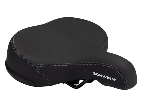 Schwinn Cruiser Bike Seat, Extra-Wide, Soft Foam Padded Bike Saddle, Lightweight Design, Weather-Resistant Cover, Easily Attaches to Most Standard Seatposts