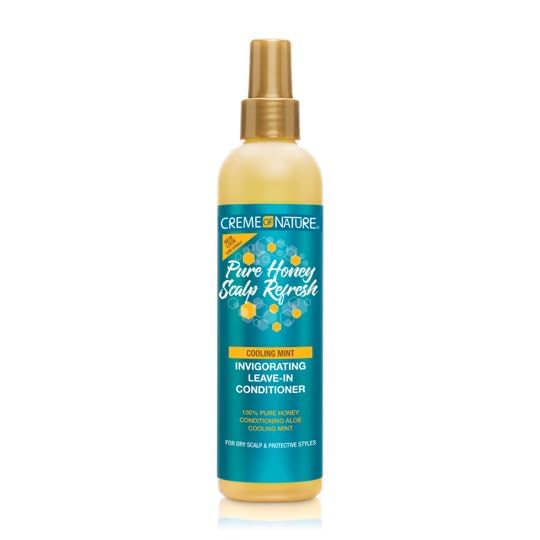 Creme of Nature Pure Honey Scalp Refresh Leave-In Conditioner, With Aloe Vera, Peppermint & Honey, Detangles & Moisturizes Hair & Scalp, Ideal for Braids, 8 oz