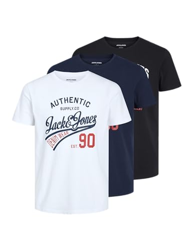 🔥 SELTEN SO GÜNSTIG (-61%) Jack & Jones Herren Jjethan Tee Crew Neck 3pk Mp Noos T Shirt, Schwarz, S EU
