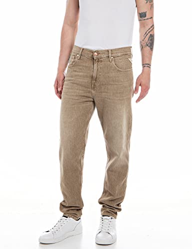 ⚡ BLITZDEAL (-75%) Replay Herren Jeans Sandot Tapered-Fit, Desert 613 (Beige), 30W/30L