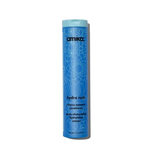 amika hydro rush intense moisture conditioner with hyaluronic acid, 275ml | for dry, textured, or coarse hair types 2a-4c, long-lasting hydration, color-safe, keratin + chemically treated safe