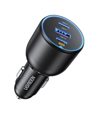 UGREEN sigarettenaansteker USB C 130W USB autolader 3-poorts autolader USB C 100W Compatibel met MacBook Pro, iPhone 17/17 Pr