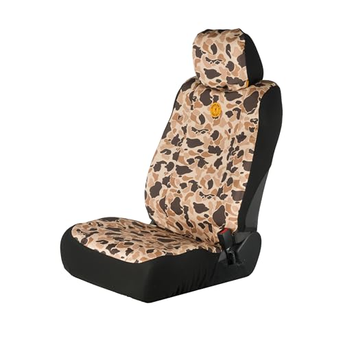 Browning Universal Front Seat Covers, Water and Dirt Resistant Car, Truck, and SUV Seat Covers, Arms Co. (Tan Duck Camo), Low Back (Single)