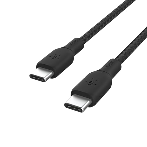 Belkin USB-C to USB-C Cable 100W Fast Charging 6.6 Foot Black Braided