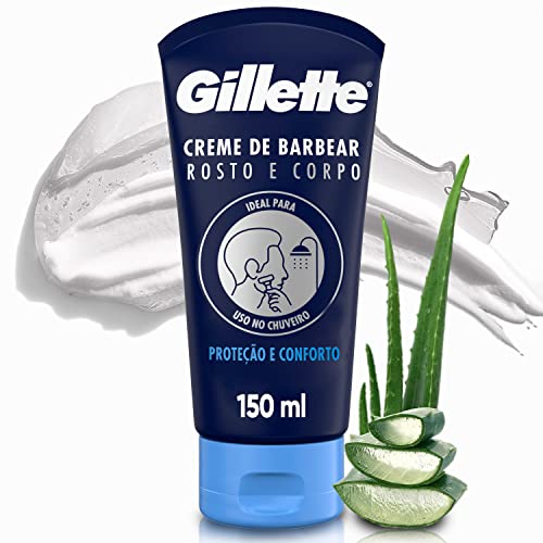 Gillette Creme de Barbear Rosto e Corpo com Aloe Vera, 150mL
