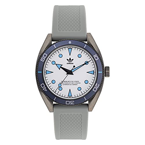 adidas Men Silicone Originals Analog Silver Dial Watch-Aofh22003, Band Color-Blue