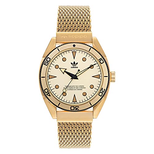 adidas Men Stainless Steel Originals Analog Gold Dial Watch-Aofh22004, Band Color-Gold