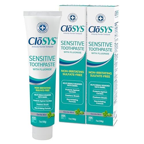 CloSYS Fluoride Toothpaste, 7 Ounce (Pack of 2) Gentle Mint, Whitening, Enamel Protection, Sulfate Free