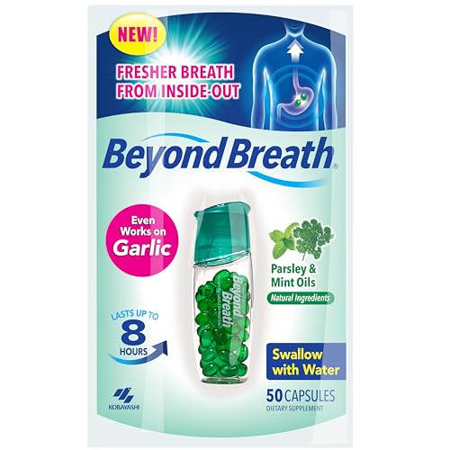 Beyond Breath Breath Freshening Capsules, Fresher Breath From Inside-Out, Even Works On Bad Breath From Garlic, Lasts Up To 8 Hours, 50 Capsules