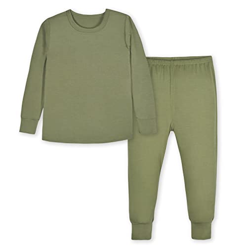 Gerber Unisex Baby Toddler Buttery Soft 2-Piece Snug Fit Pajamas with Viscose Made from Eucalyptus, Olive, 18 Months