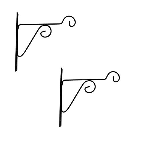 Klassic Hanger Brackets Plant Stand - Metal Hanging Hooks, Holder for Indoor Outdoor Planters - Black - Pack of 2