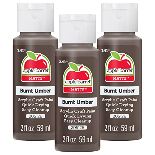 Apple Barrel Acrylic Paint, Burnt Umber (Pack of 3) 2 oz, 20512EA- (Pack of 3)